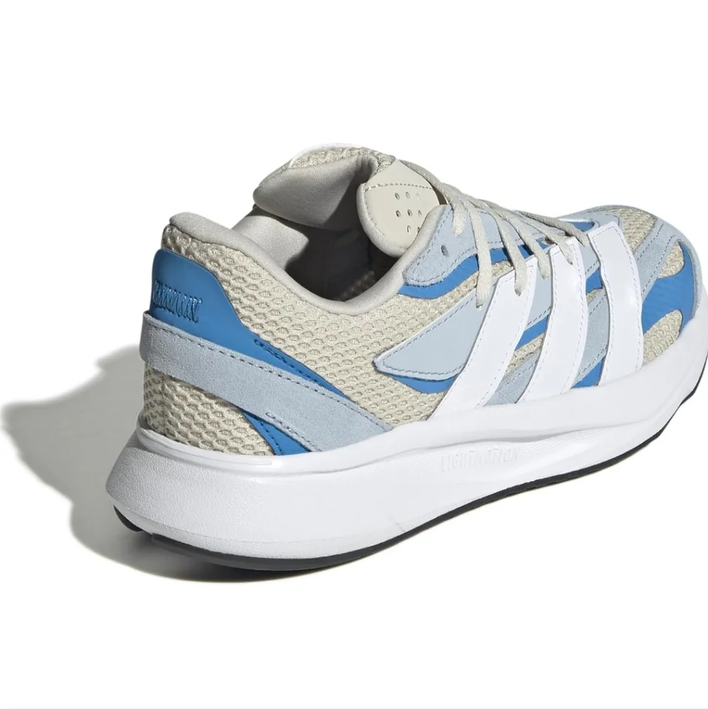 adidas Boys Lightblaze Running Sneakers Shoes - Off White And Blue